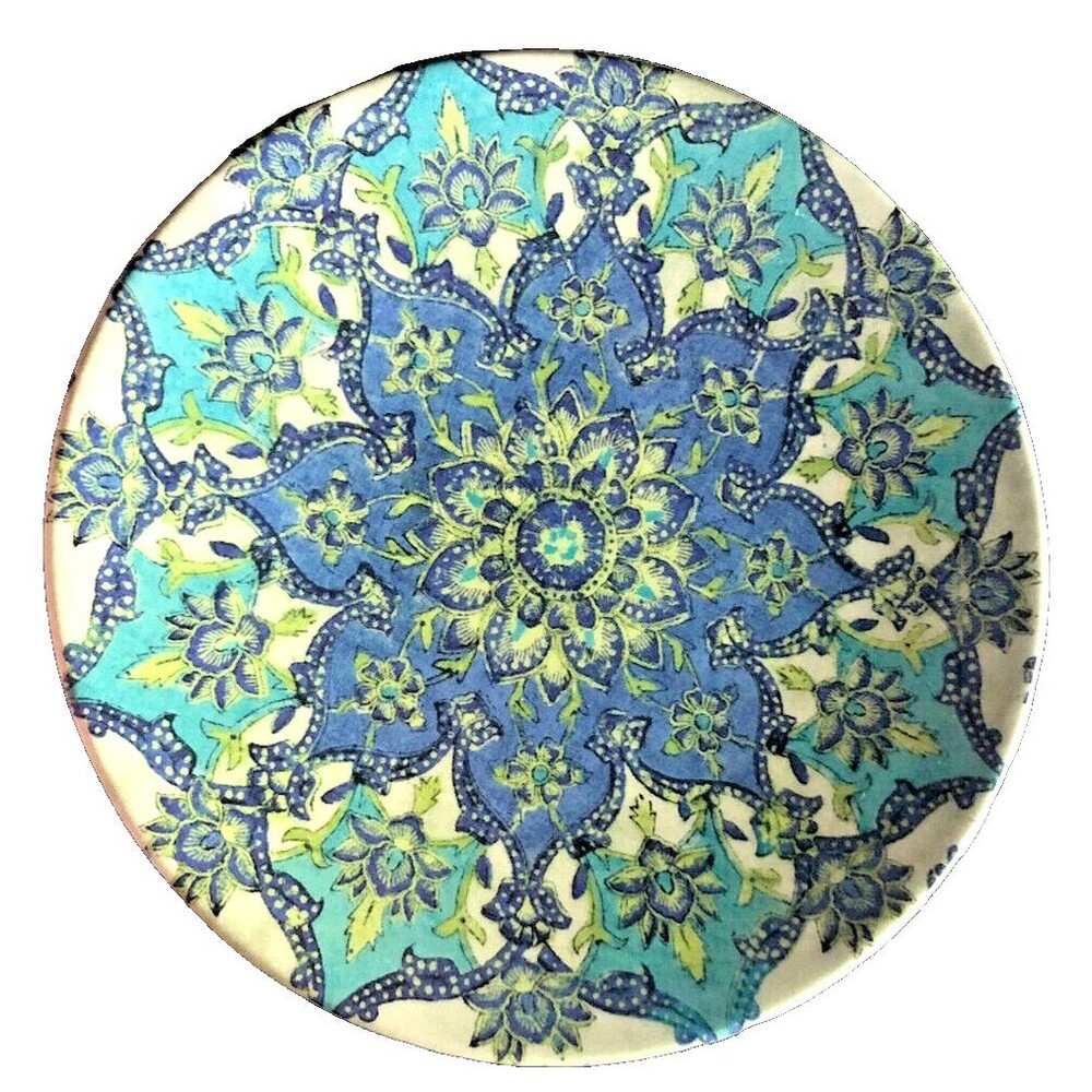 Waverly Medallion 8" Melamine Salad App Dessert Plates Set of 4 Turquoise